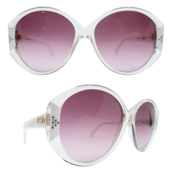 1970’s Fab Oversized Silhouette Sunglasses in Clear & White, Made in Austria - Picture 1 of 5